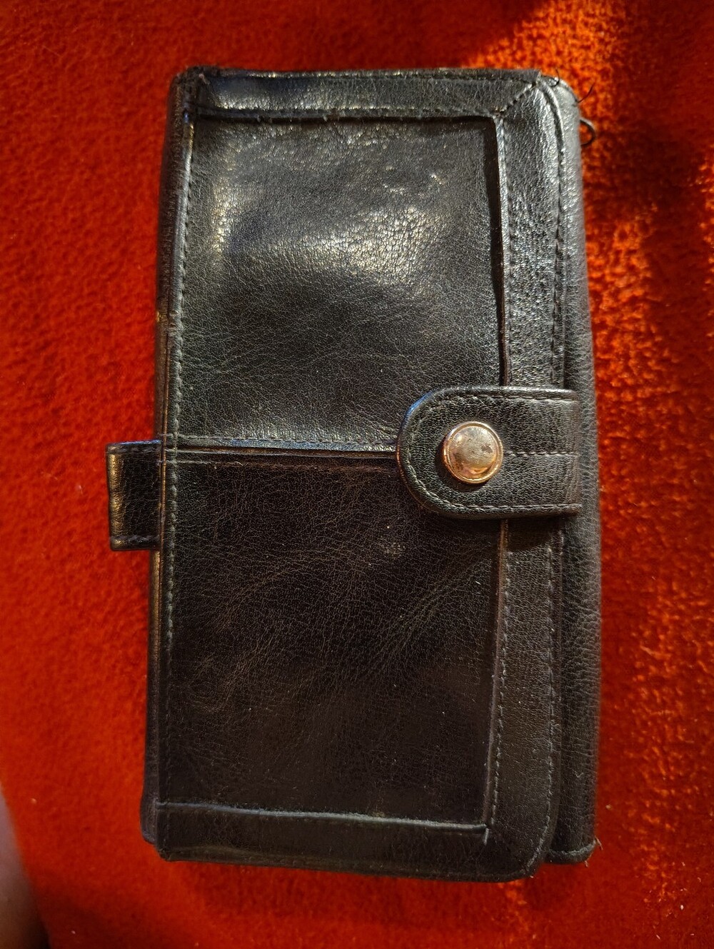 Black Leather Snap Wallet Phone Case